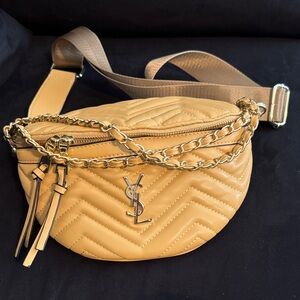 Beige Quilted Crossbody Bag